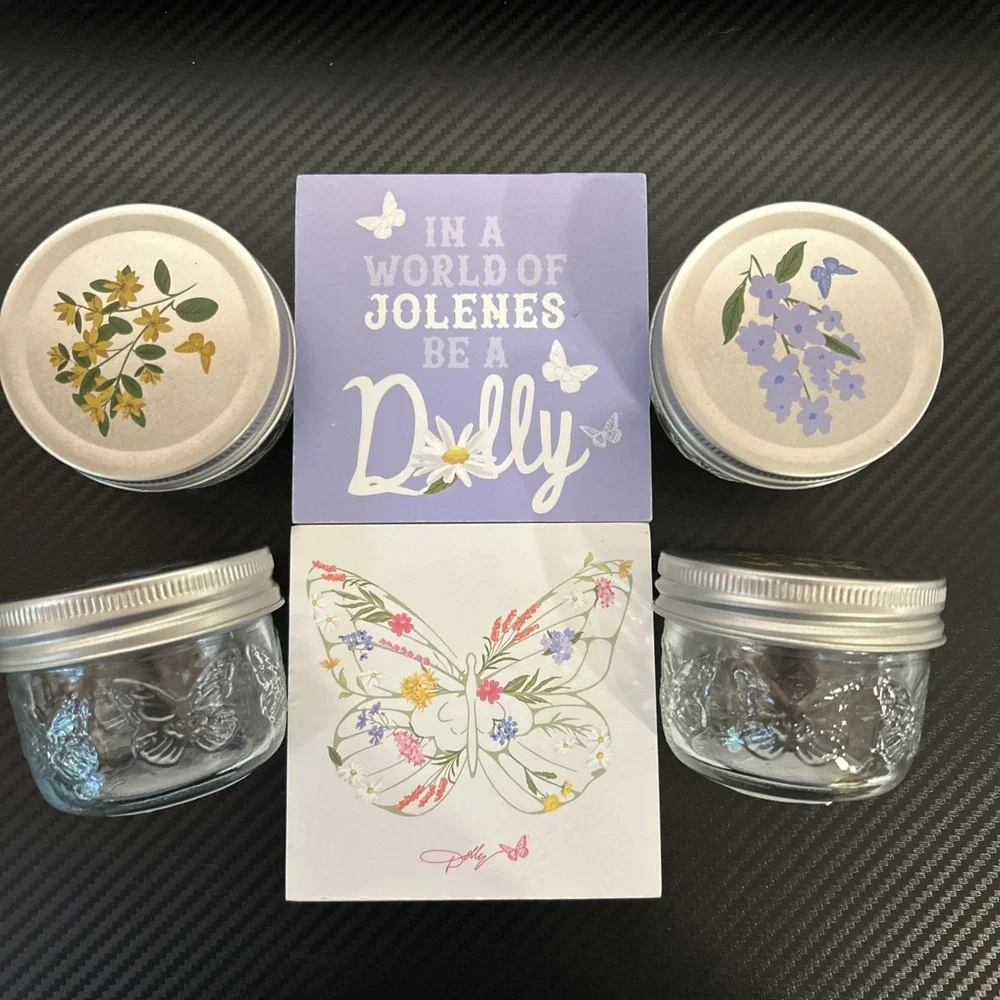 Dolly Parton Wildflower Spring 2026 Collection 2 4x4 Wood Block & 4 Small Jars